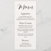 Beige Elegance Reception Menu メニュー (正面)