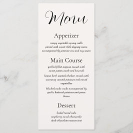 Beige Elegance Reception Menu メニュー