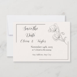 Beige Elegance Save the Date 出欠カード
