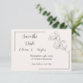 Beige Elegance Save the Date 出欠カード (スタンド正面)