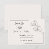 Beige Elegance Save the Date 出欠カード (正面/裏面)