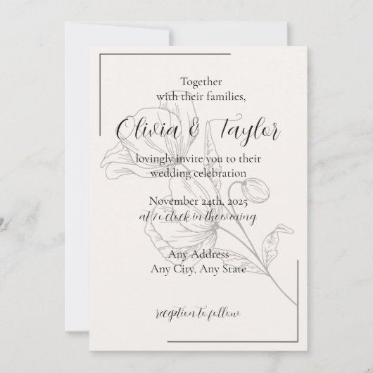 Beige Elegance Wedding Invitations v2 招待状 (正面)