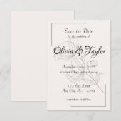Beige Elegance Wedding Save the Date Cards セーブザデート (正面/裏面)