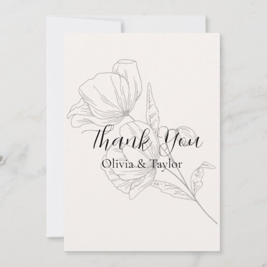 Beige Elegance Wedding Thank You Cards サンキューカード (正面)