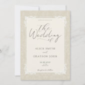 Beige Elegant Classic Script Vintage Wedding 招待状 (正面)