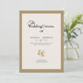 beige elegant rose formal wedding invitations 招待状 (スタンド正面)
