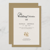 beige elegant rose formal wedding invitations 招待状 (正面/裏面)