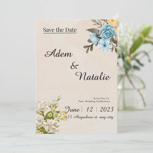 Beige elegant Wedding Card 招待状 (スタンド正面)