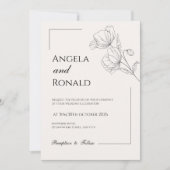 Beige Elegant Wedding Invitation Minimal Floral 招待状 (正面)