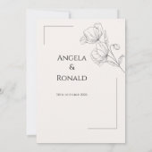 Beige Elegant Wedding Invitation Minimal Floral 招待状 (裏面)