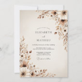 Beige Ethereal Botanical Wedding 招待状 (正面)