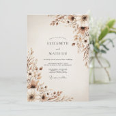Beige Ethereal Botanical Wedding 招待状 (スタンド正面)