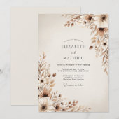 Beige Ethereal Botanical Wedding 招待状 (正面/裏面)