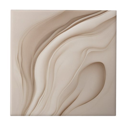 Beige Faux Relief Abstract Art タイル (正面)