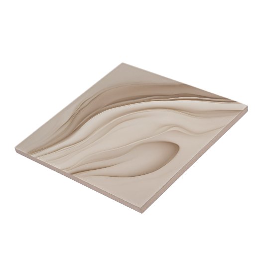 Beige Faux Relief Abstract Art タイル (側面)