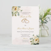  Beige flor blanca Boda de oro editable 招待状 (スタンド正面)