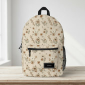 Beige Floral Backpack for Her, Customizable プリントバックパック