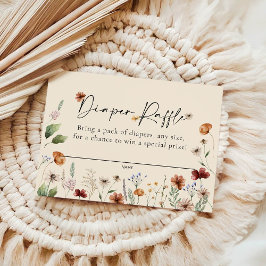 Beige Floral Diaper Raffle Baby Shower Card ノートカード