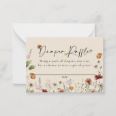 Beige Floral Diaper Raffle Baby Shower Card ノートカード (正面)