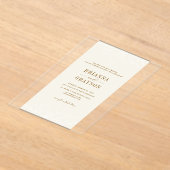 Beige Floral Elegant Minimalist Photo Back Wedding アクリル招待状 (レイダウン)