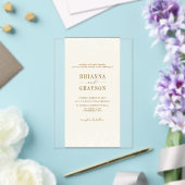 Beige Floral Elegant Minimalist Photo Back Wedding アクリル招待状 (インサイチュ (ウェディング))