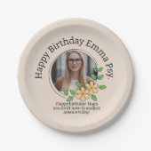 Beige Floral Frame Psychology Photo Center Text Li ペーパープレート (正面)