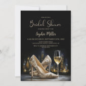 Beige Floral High Heel Shoes Bridal Shower 招待状 (正面)