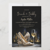 Beige Floral High Heel Shoes Brunch and Bubbly 招待状 (正面)