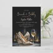 Beige Floral High Heel Shoes Brunch and Bubbly 招待状 (スタンド正面)