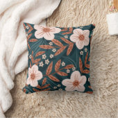 Beige floral pattern hand-drawn flowers minimalist クッション (ブランケット)