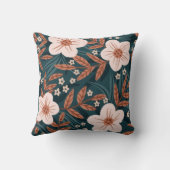 Beige floral pattern hand-drawn flowers minimalist クッション (裏面)