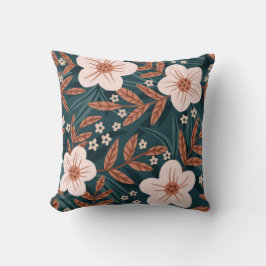 Beige floral pattern hand-drawn flowers minimalist クッション