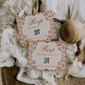 Beige Floral Wedding QR 出欠カード