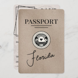 Beige Florida Passport日付の保存 セーブザデート