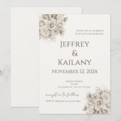 Beige Flowers Wedding 招待状 (正面/裏面)