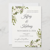 Beige Flowers Wedding 招待状 (正面)