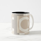 Beige Geometric Blocks Minimalist ツートーンマグカップ (正面右)