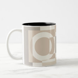 Beige Geometric Blocks Minimalist ツートーンマグカップ