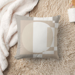 Beige Geometric Blocks – Simple and Sleek クッション