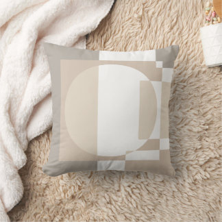 Beige Geometric Blocks – Simple and Sleek クッション