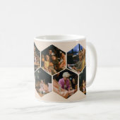 Beige Geometric Hexagon Photo Collage Coffee Mug コーヒーマグカップ (正面右)