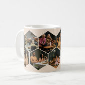 Beige Geometric Hexagon Photo Collage Coffee Mug コーヒーマグカップ (正面左)