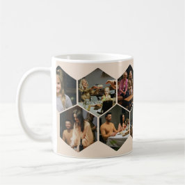 Beige Geometric Hexagon Photo Collage Coffee Mug コーヒーマグカップ