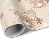 Beige Gingerbread Rocking Horse Cookie Pattern ラッピングペーパー (ロールコーナー)