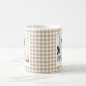 Beige Gingham Custom Photo コーヒーマグカップ (中央)