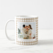 Beige Gingham Custom Photo コーヒーマグカップ (左)