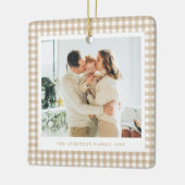 Beige Gingham Family Photo セラミックオーナメント (左)