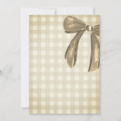 Beige Gingham Little Goose Brown Bow Baby Shower 招待状 (裏面)