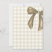 Beige Gingham Little Goose Brown Bow Baby Shower  招待状 (裏面)