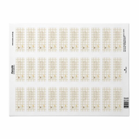 Beige Gingham Little Goose Return Address ラベル (フルシート)